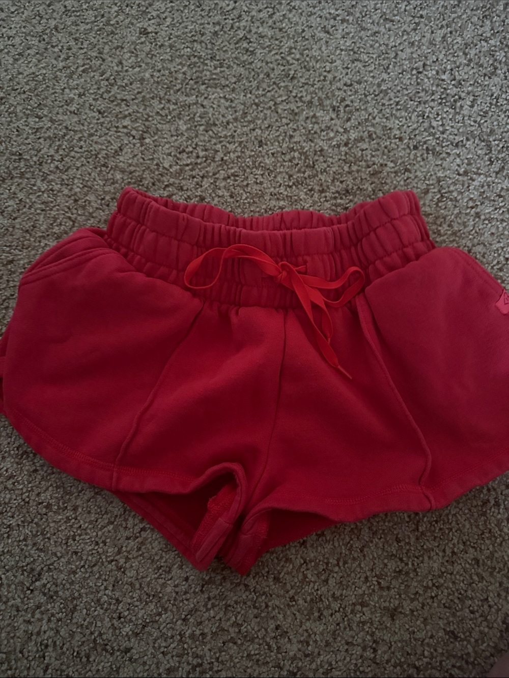 Women’s Casual Red Drawstring Shorts